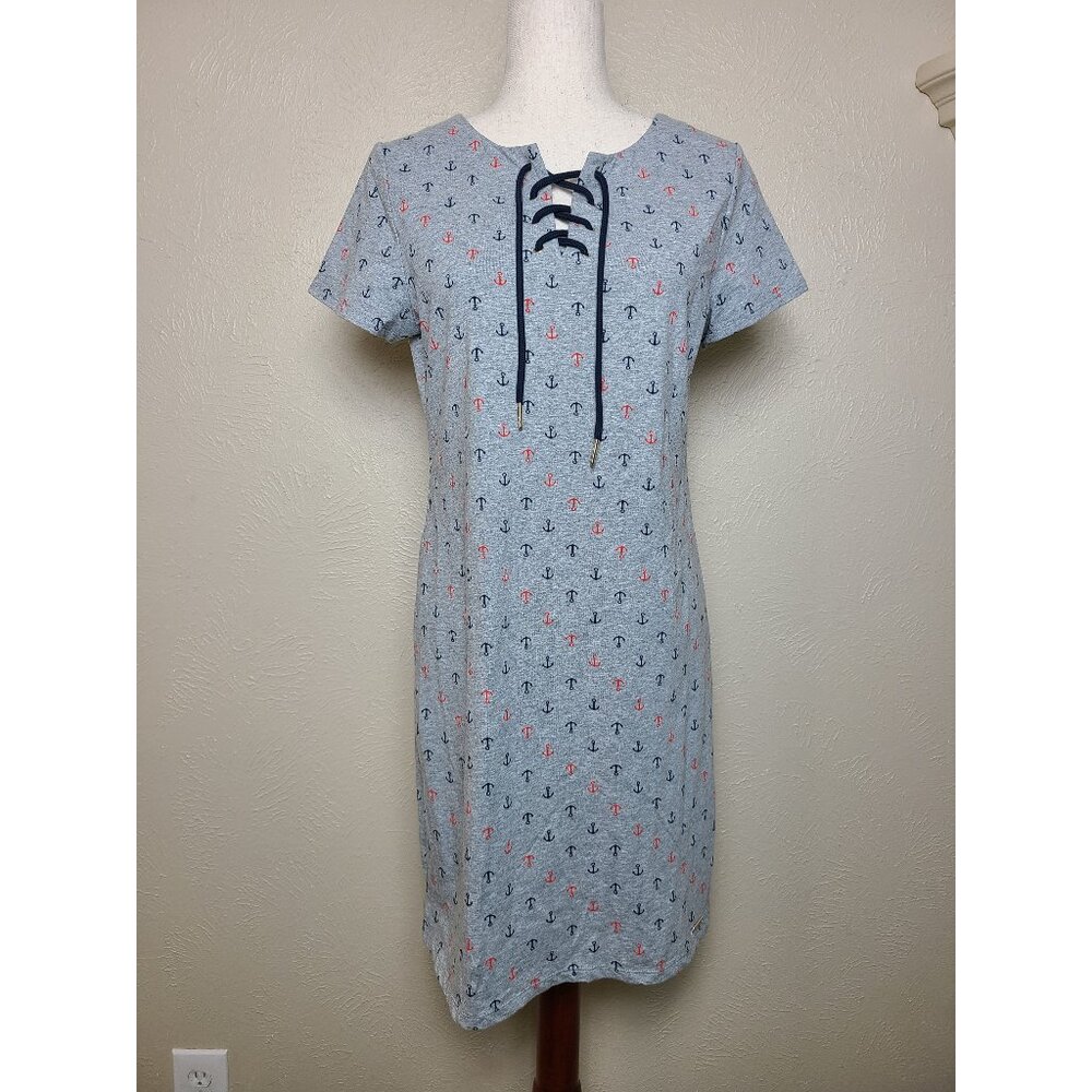 Tommy Hilfiger Womens Summer Dress Gray Navy Theme Size M A474